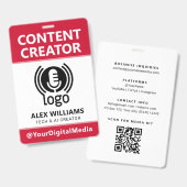 Medien-ID Pass Logo Content Creator Rot Sicherheit Ausweis (Vorder- & Rückseite)