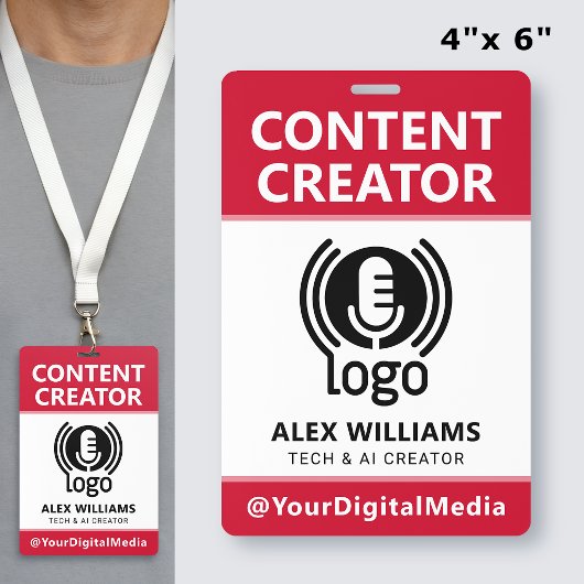 Medien-ID Pass Logo Content Creator Rot Sicherheit Ausweis