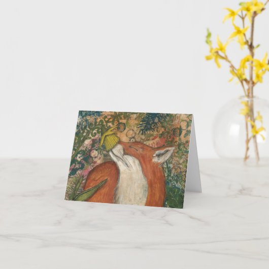 Medien-Kunstroter Fox und Narzisse Ceville Karte (Gelbe Blume)