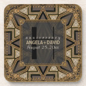 Mediev Art Deco Black Gold Hochzeit Jahrestag Getränkeuntersetzer (Vorderseite)