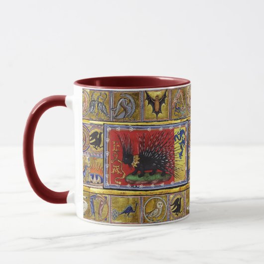 MEDIEVAL BESTIARY,BLACK HEDGEHOG KING and ANIMALS  Tasse (Links)