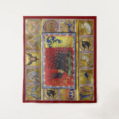 MEDIEVAL BESTIARY,BLACK HEDGEHOG KING and ANIMALS  Wandteppich (Vorderseite)