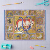 MEDIEVAL BESTIARY,ELEPHANT COMBATING SNAKE DRAGON SEIDENPAPIER (Basteln)