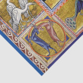 MEDIEVAL BESTIARY,ELEPHANT COMBATING SNAKE DRAGON SEIDENPAPIER (Detail)