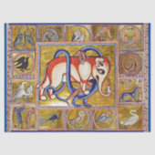 MEDIEVAL BESTIARY,ELEPHANT COMBATING SNAKE DRAGON SEIDENPAPIER (Vorderseite)
