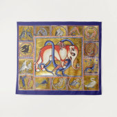 MEDIEVAL BESTIARY,ELEPHANT COMBATING SNAKE DRAGON WANDTEPPICH (Vorderseite (Horizontal))