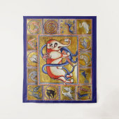 MEDIEVAL BESTIARY,ELEPHANT COMBATING SNAKE DRAGON WANDTEPPICH (Vorderseite)