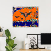 MEDIEVAL BESTIARY,FLYBATS FOREST TIEROrange Poster (Heimbüro)
