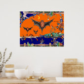 MEDIEVAL BESTIARY,FLYBATS FOREST TIEROrange Poster (Küche)