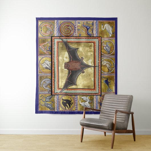 MEDIEVAL BESTIARY, FLYYBAT,WALDTIERE WANDTEPPICH (Beispiel)