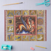 MEDIEVAL BESTIARY,GRIFFIY AND WILD BOAR,TIERE SEIDENPAPIER (Basteln)