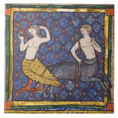 MEDIEVAL BESTIARY, HARPY AND CENTAUR Mythogical Fliese (Vorderseite)