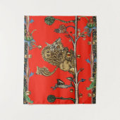 MEDIEVAL BESTIARY MACHEN MUSIK Violinist Lion Red Wandteppich (Vorderseite)