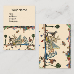 MEDIEVAL BESTIARY MAKING MUSIC, Kaninchen, Hund Visitenkarte