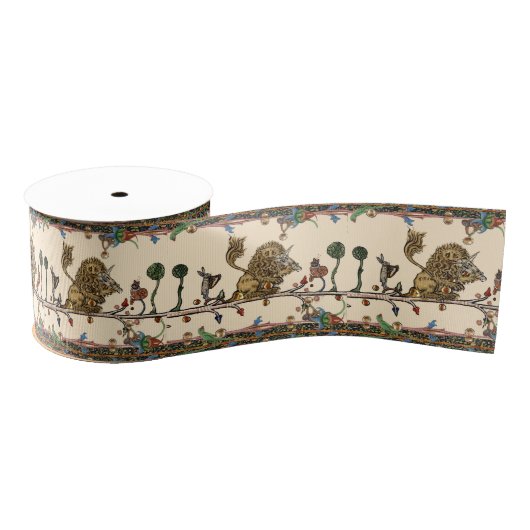 MEDIEVAL BESTIARY MAKING MUSIC,Violinist Lion,Hare Ripsband (Spule)