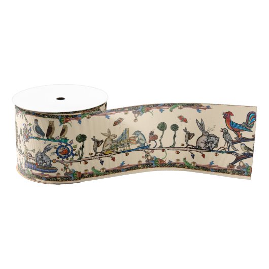 MEDIEVAL BESTIARY MAKING MUSIC Violinist Lion,Hare Ripsband (Spule)