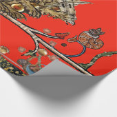 MEDIEVAL BESTIARY MAKING MUSIC Violinist Lion Red Geschenkpapier (Ecke)