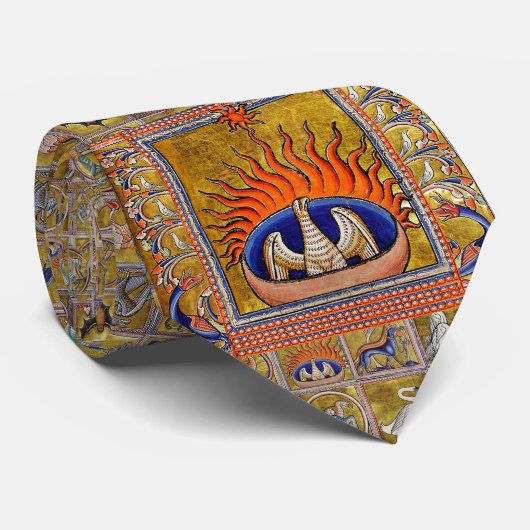 MEDIEVAL BESTIARY, PHOENIX IN RED FLAMES, LIFE BAU KRAWATTE (Gerollt)