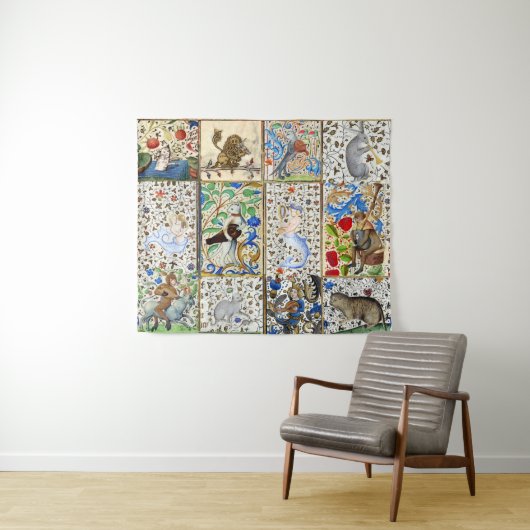 MEDIEVAL BESTIARY PLAYER MUSIKINSTRUMENTE WANDTEPPICH (Beispiel (Horizontal))