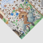 MEDIEVAL BESTIARY PLAYING MUSICAL INSTRUMENTS Blue Seidenpapier (Detail)