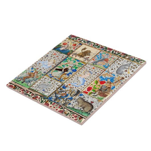 MEDIEVAL BESTIARY PLAYING MUSICAL INSTRUMENTS FLIESE (Seite)