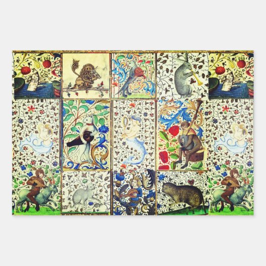 MEDIEVAL BESTIARY PLAYING MUSICAL INSTRUMENTS GESCHENKPAPIER SET (Vorderseite 3)