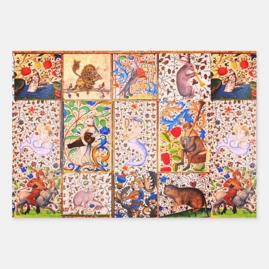 MEDIEVAL BESTIARY PLAYING MUSICAL INSTRUMENTS GESCHENKPAPIER SET (Vorderseite 2)