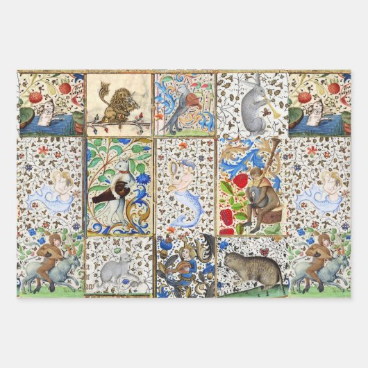 MEDIEVAL BESTIARY PLAYING MUSICAL INSTRUMENTS GESCHENKPAPIER SET (Vorderseite)