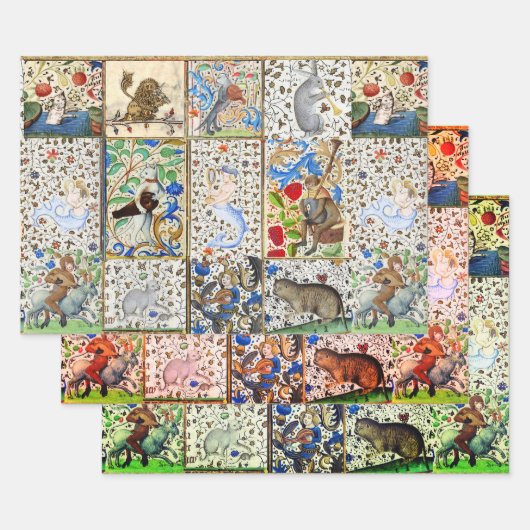 MEDIEVAL BESTIARY PLAYING MUSICAL INSTRUMENTS GESCHENKPAPIER SET (Set)