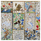 MEDIEVAL BESTIARY PLAYING MUSICAL INSTRUMENTS STOFF (Nahaufnahme)