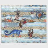 MEDIEVAL BESTIARY, SEA MONSTERS FANTASY TIERE GESCHENKPAPIER (Flach)