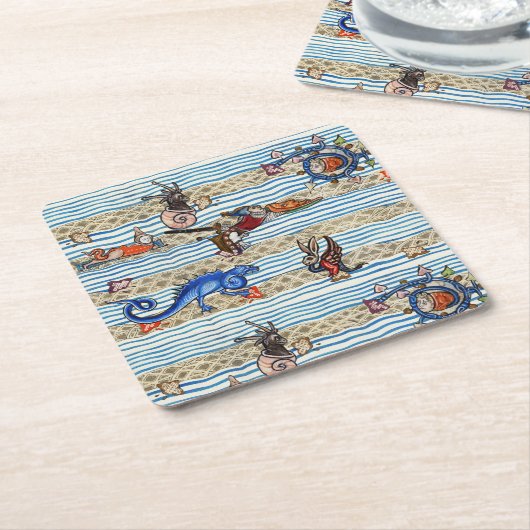 MEDIEVAL BESTIARY, SEA MONSTERS FANTASY TIERE RECHTECKIGER PAPPUNTERSETZER (angewinkelt)