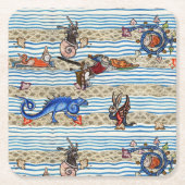 MEDIEVAL BESTIARY, SEA MONSTERS FANTASY TIERE RECHTECKIGER PAPPUNTERSETZER (Vorderseite)