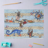 MEDIEVAL BESTIARY, SEA MONSTERS FANTASY TIERE SEIDENPAPIER (Basteln)