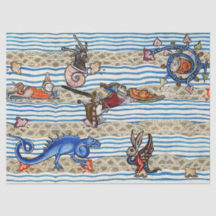 MEDIEVAL BESTIARY, SEA MONSTERS FANTASY TIERE SEIDENPAPIER