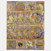 MEDIEVAL BESTIARY,VÖGEL AUF BAUM DES LEBENS,DRAGON FLEECEDECKE (Vorderseite)