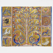 MEDIEVAL BESTIARY,VÖGEL AUF BAUM DES LEBENS,DRAGON FLEECEDECKE (Vorderseite (Horizontal))