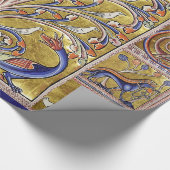 MEDIEVAL BESTIARY,VÖGEL AUF BAUM DES LEBENS,DRAGON GESCHENKPAPIER (Ecke)