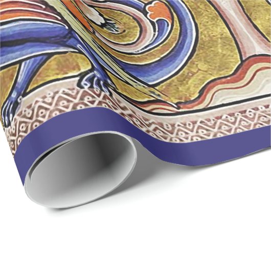 MEDIEVAL BESTIARY,VÖGEL AUF BAUM DES LEBENS,DRAGON GESCHENKPAPIER (Rolleneckpunkt)