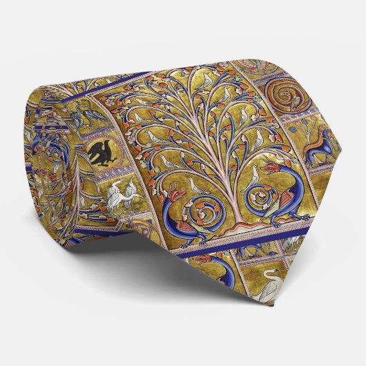 MEDIEVAL BESTIARY,VÖGEL AUF BAUM DES LEBENS,DRAGON KRAWATTE (Gerollt)