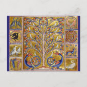 MEDIEVAL BESTIARY,VÖGEL AUF BAUM DES LEBENS,DRAGON POSTKARTE (Vorderseite)