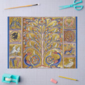 MEDIEVAL BESTIARY,VÖGEL AUF BAUM DES LEBENS,DRAGON SEIDENPAPIER (Basteln)