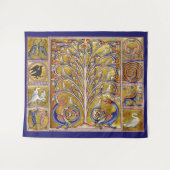 MEDIEVAL BESTIARY,VÖGEL AUF BAUM DES LEBENS,DRAGON WANDTEPPICH (Vorderseite (Horizontal))