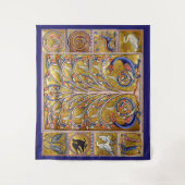 MEDIEVAL BESTIARY,VÖGEL AUF BAUM DES LEBENS,DRAGON WANDTEPPICH (Vorderseite)