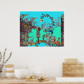 MEDIEVAL BESTIARY WAR, KNIGHTS, GIANT SNAILS Blue Poster (Küche)
