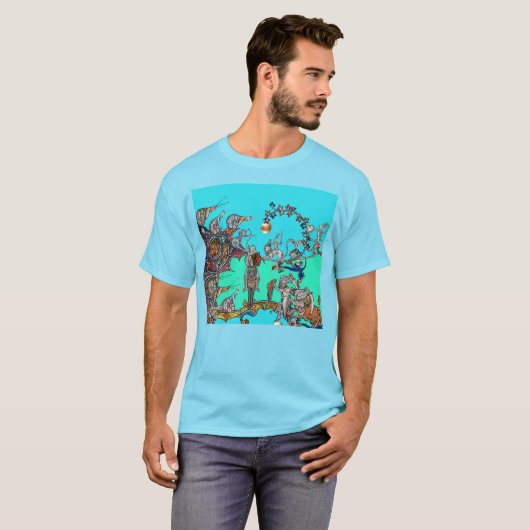MEDIEVAL BESTIARY WAR, KNIGHTS, GIANT SNAILS Blue T-Shirt (Vorne ganz)