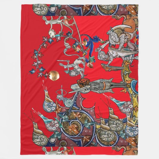 MEDIEVAL BESTIARY WAR, KNIGHTS, GIANT SNAILS Green Fleecedecke (Vorderseite)