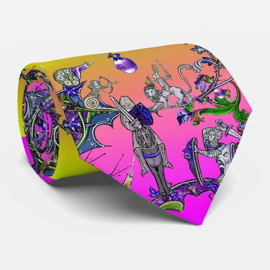 MEDIEVAL BESTIARY WAR, KNIGHTS, GIANT SNAILS Pink Krawatte (Gerollt)