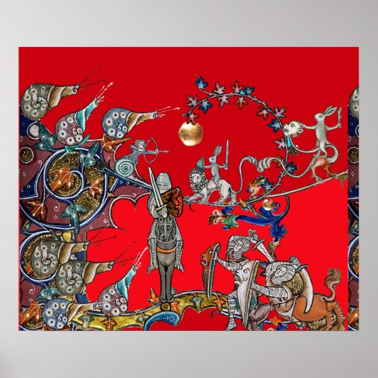 MEDIEVAL BESTIARY WAR, KNIGHTS, GIANT SNAILS Red Poster (Vorne)