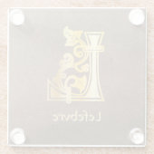 Medieval Botanical Decorative Capital L Glasuntersetzer (Rückseite)